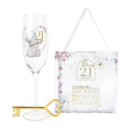 21st Birthday Plaque Glass & Key Me to You Bear Gift Set £15.99